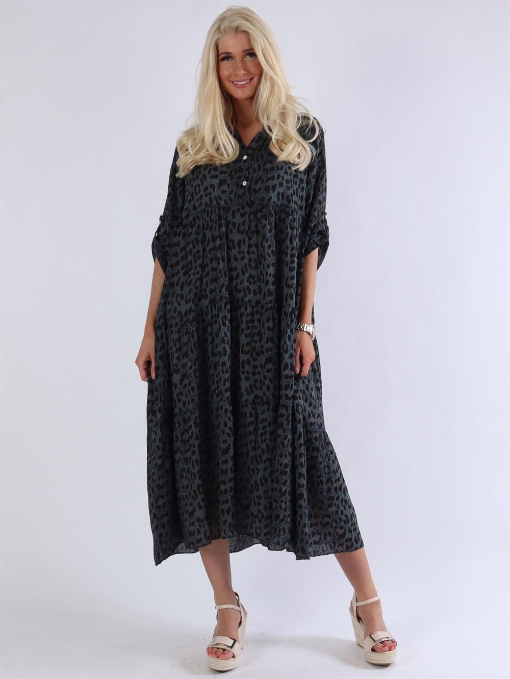 Amal leo - Skjortekjole med leopardprint